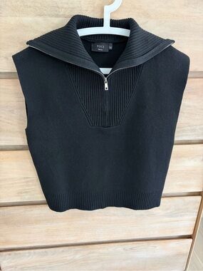 VICI Black Sleeveless Half-Zip Knit Vest